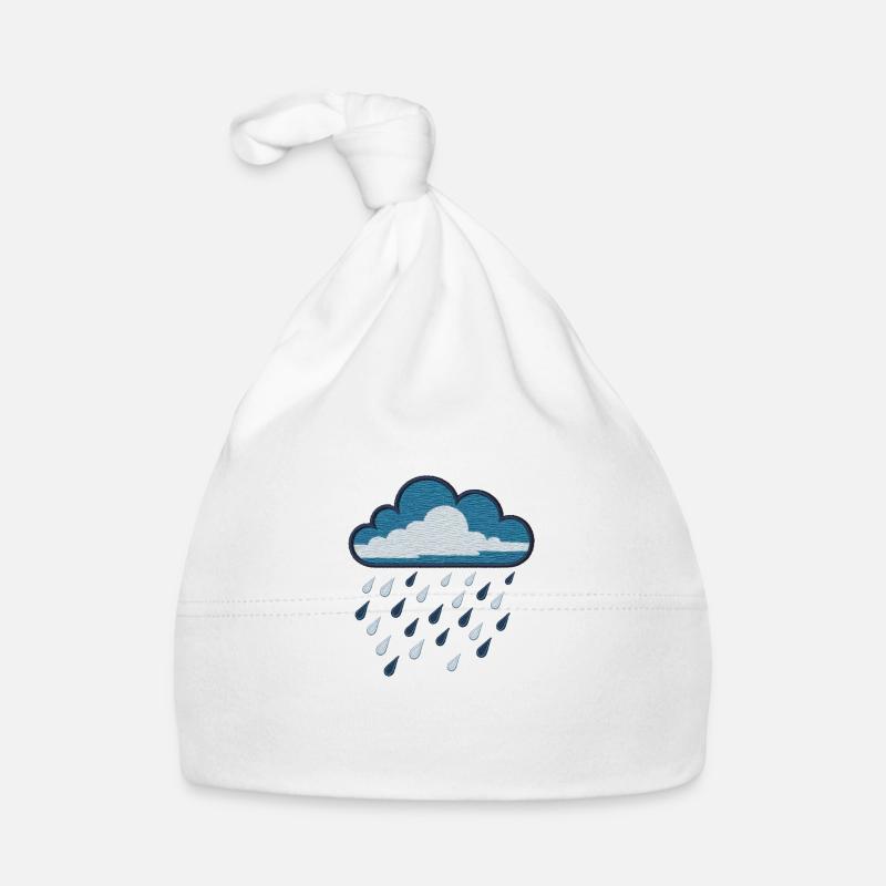 Embroidered rain cloud Organic Baby Cap