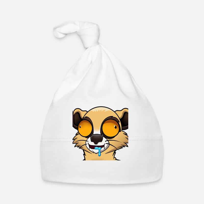 Suricate hypnotisé - Bonnet bio Bébé - blanc