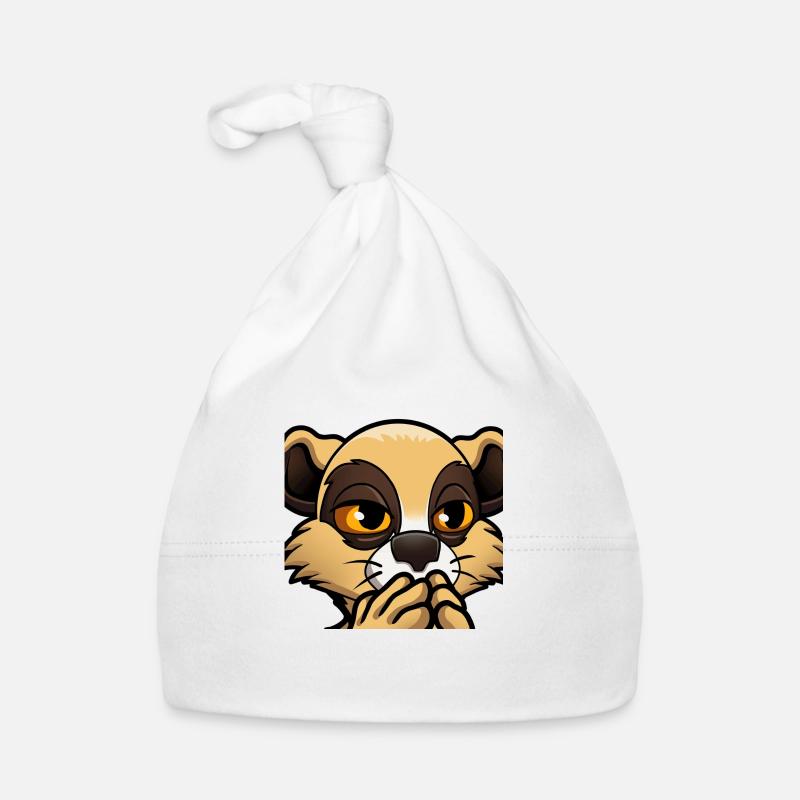Schockiertes Erdmännchen - Baby Bio-Mütze - Weiß