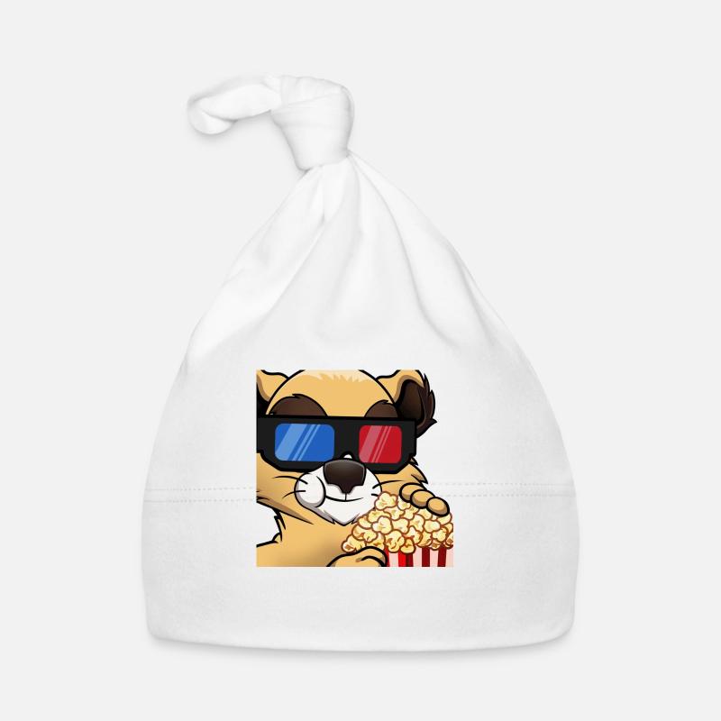 Der kleine Macups beim Videoabend mit 3D Brille - Baby Bio-Mütze - Weiß