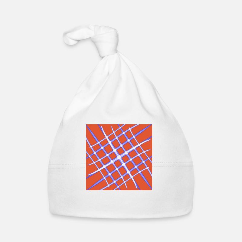 Grid pattern in white and blue Organic Baby Cap