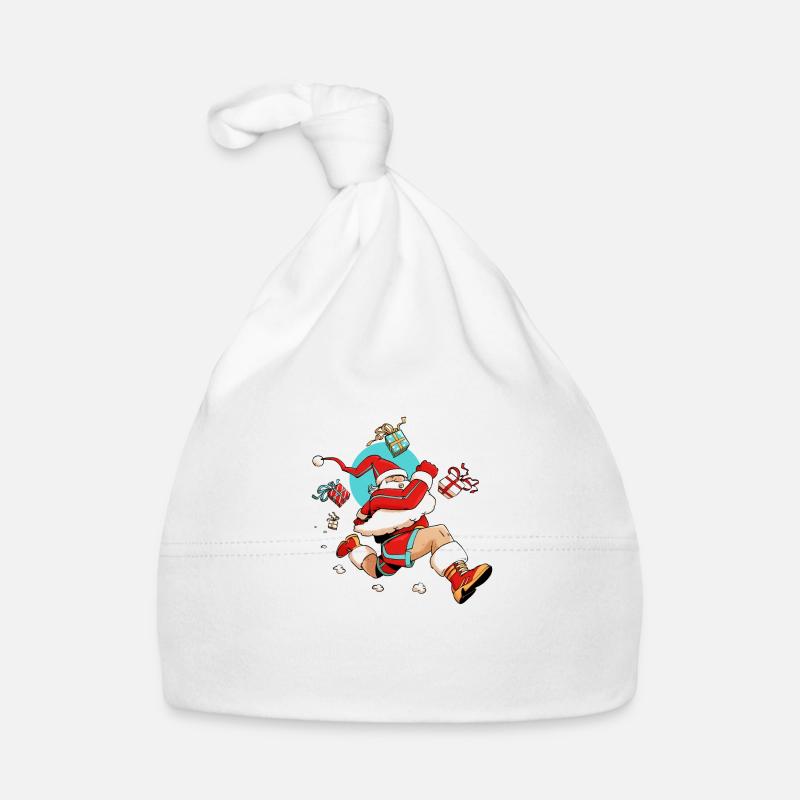 Läufer Weihnachtsmann - Baby Bio-Mütze - Weiß