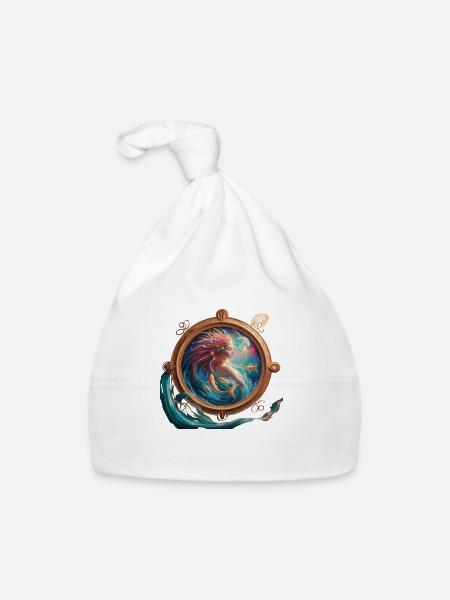 Poisson signe astrologique - Bonnet bio Bébé - blanc - Devant