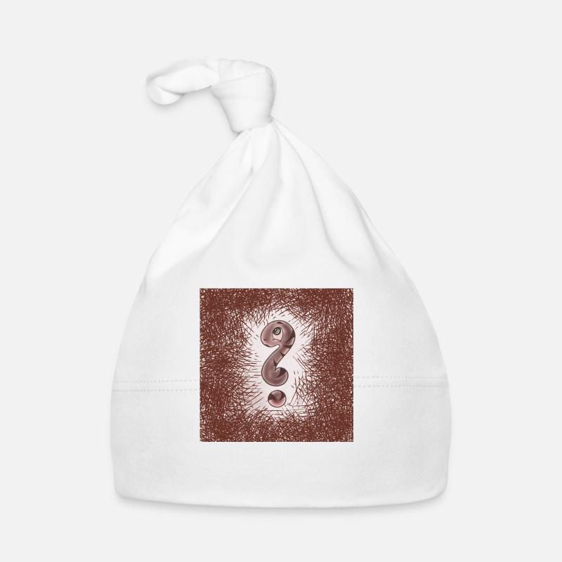 Cute Question Mark Snake Brown - Organic Baby Cap - white