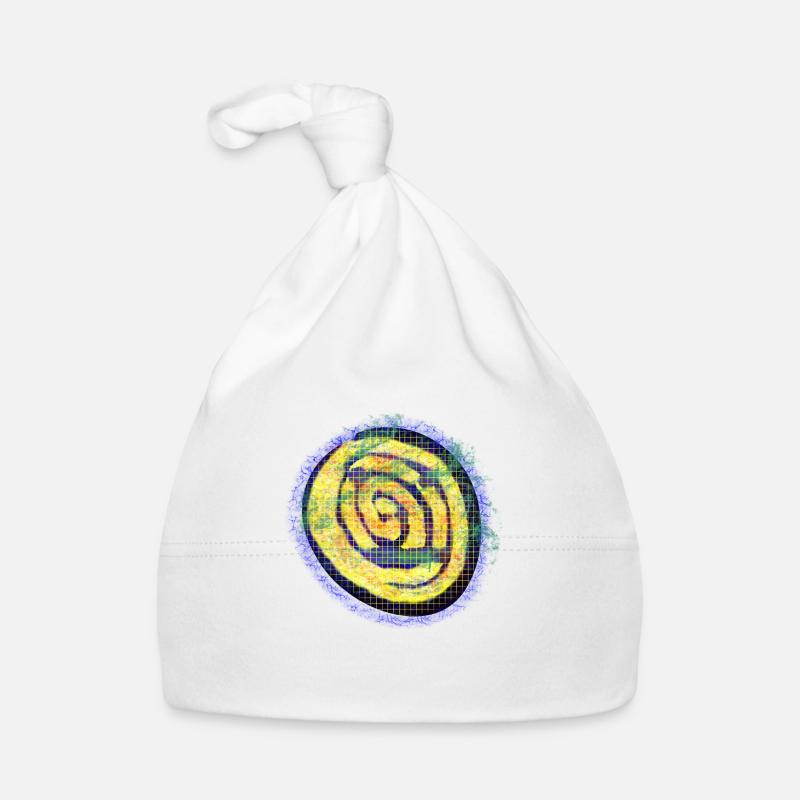 Yellow creative spiral with check pattern - Organic Baby Cap - white