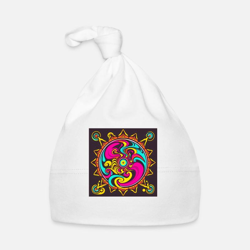Psychedelic sun design in bright colors Organic Baby Cap