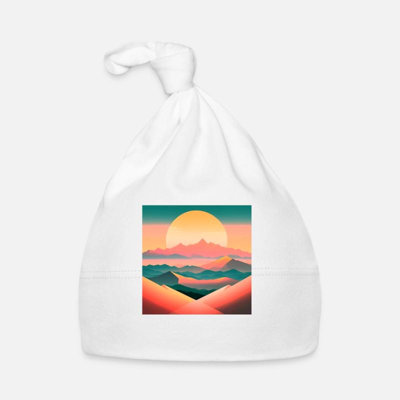 Sunrise over a stylized mountain landscape Organic Baby Cap