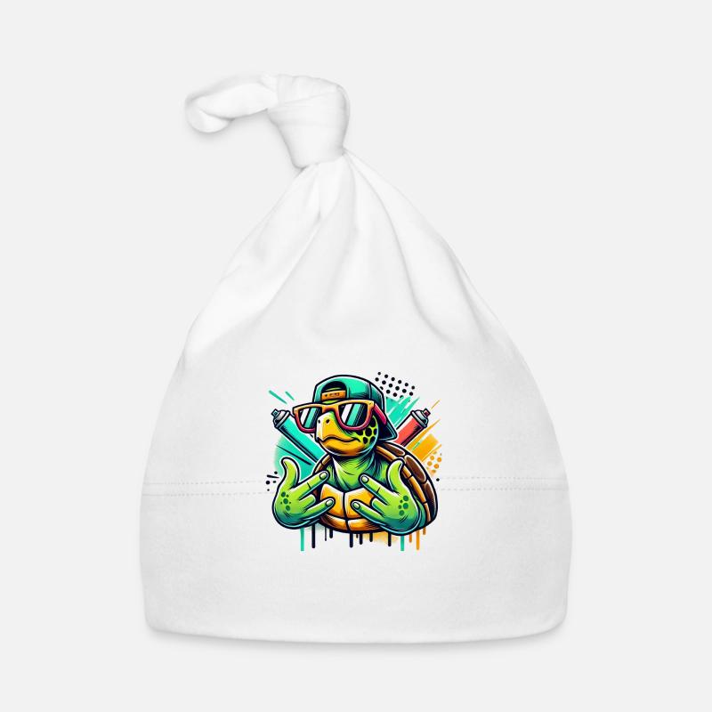 coole Schildkröte mit Sonnenbrille Baby Bio-Mütze