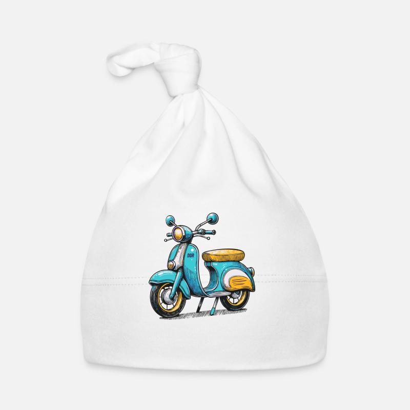 Mobylette de la RDA – Charme vintage dans un style rétro - Bonnet bio Bébé - blanc