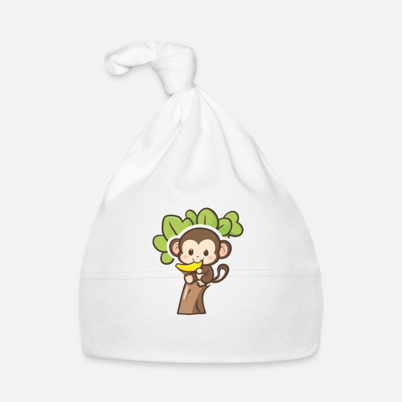 Cute Monkey Design - Singe dans le style Kawaii Bonnet bio Bébé
