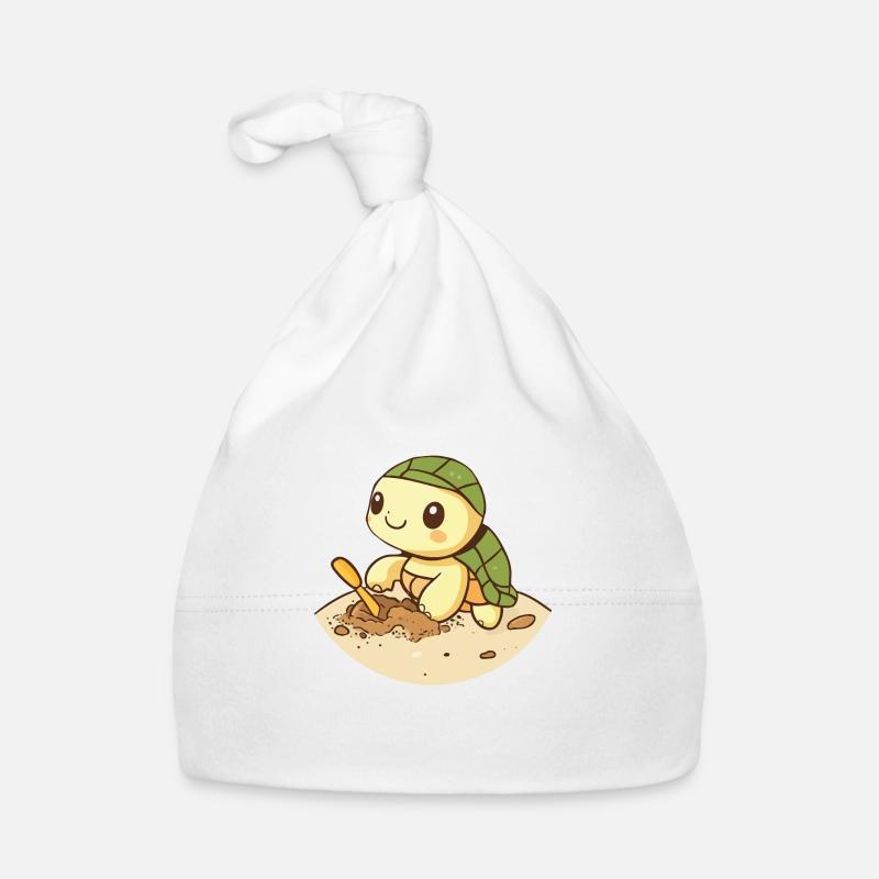 Turtle digging on the beach Organic Baby Cap