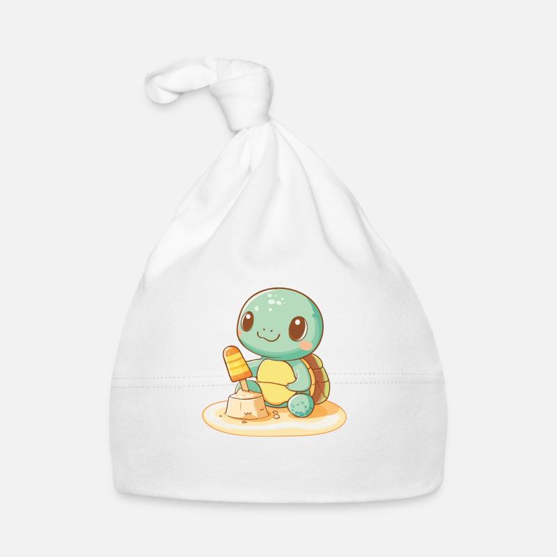 Turtle on the beach Organic Baby Cap