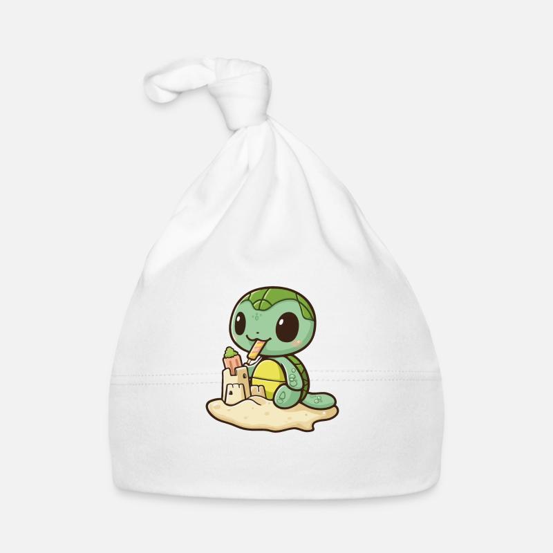 Turtle eating a popsicle Organic Baby Cap