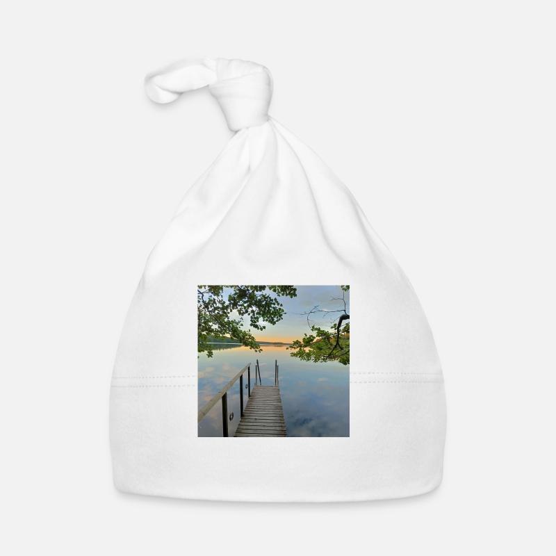 Lake view cottage from pier Organic Baby Cap