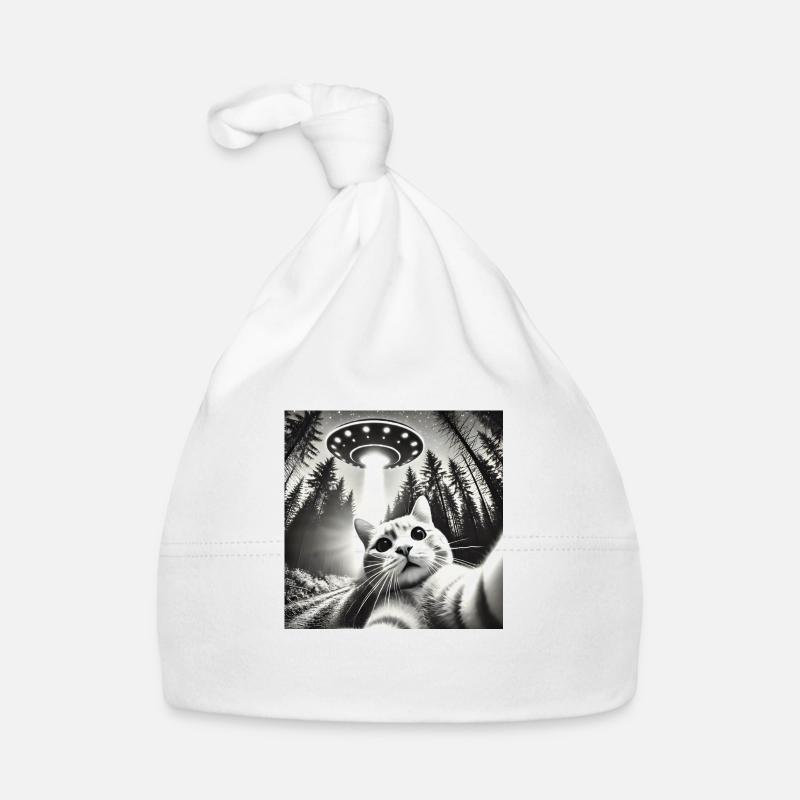 Funny Cat UFOs Alien Organic Baby Cap