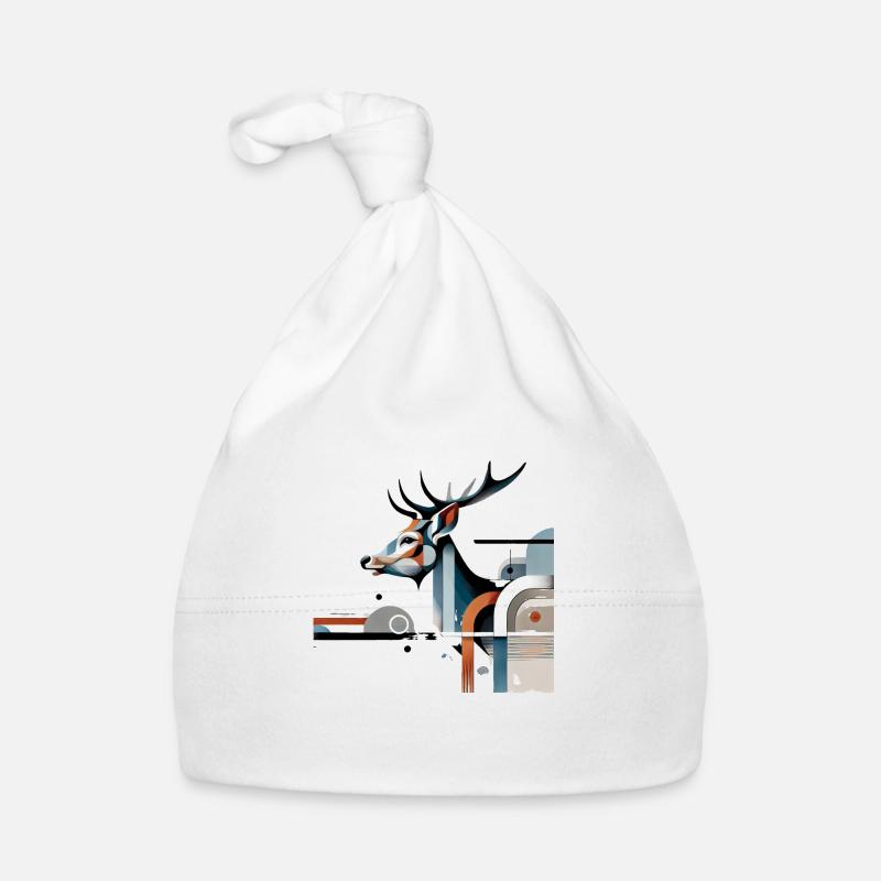 Modern Hirsch Design #1 - Baby Bio-Mütze - Weiß