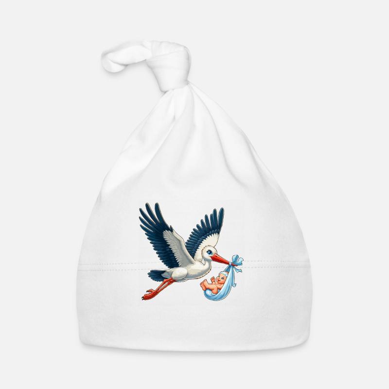 Cigogne avec enfant Bonnet bio Bébé