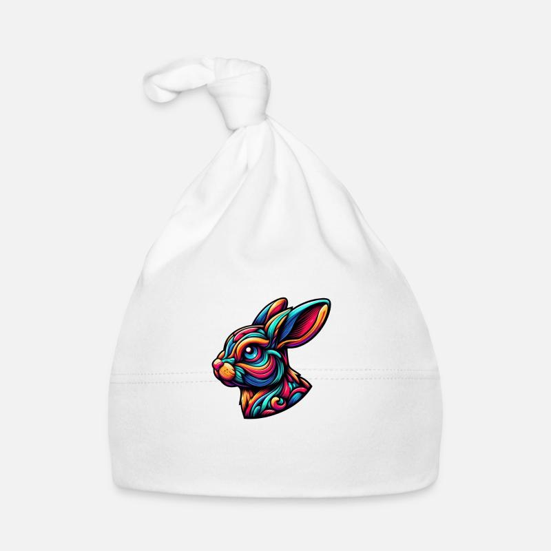 Abstract Rabbit Illustration - Organic Baby Cap - white