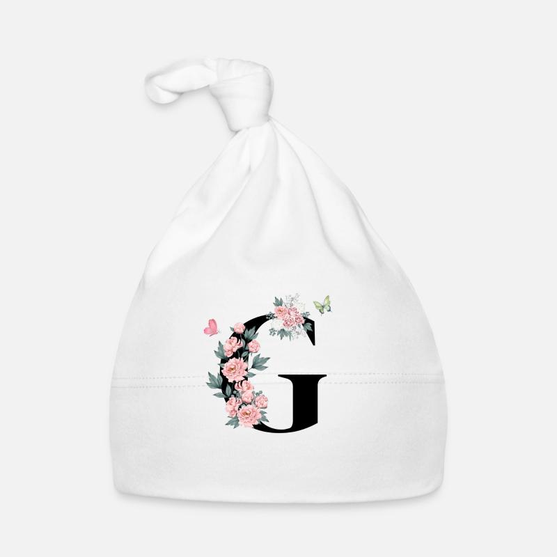 Buchstabe g rosa Blumen Baby Bio-Mütze
