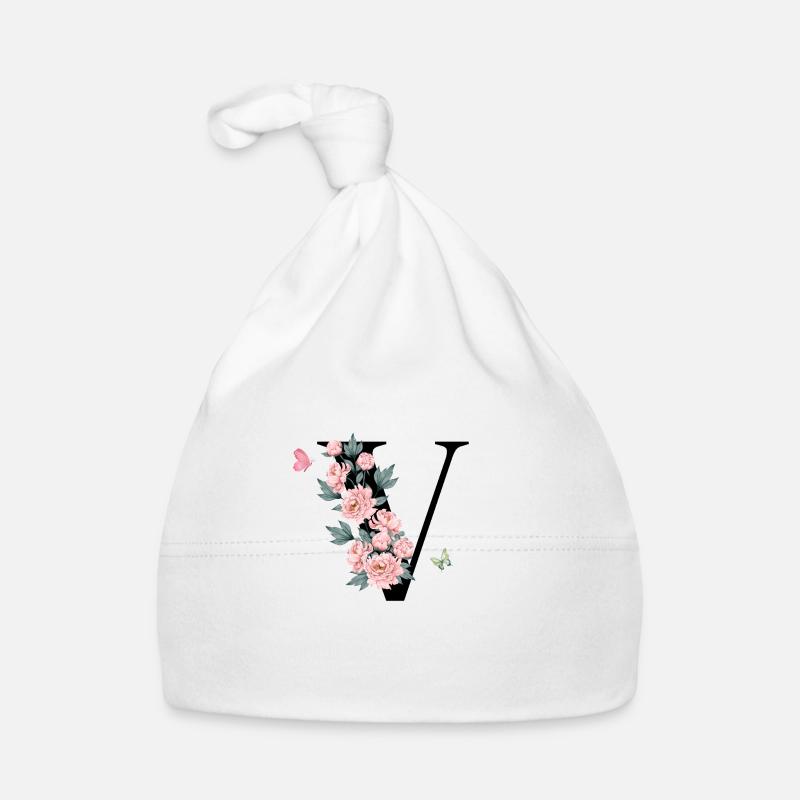 Lettre v fleurs rose Bonnet bio Bébé