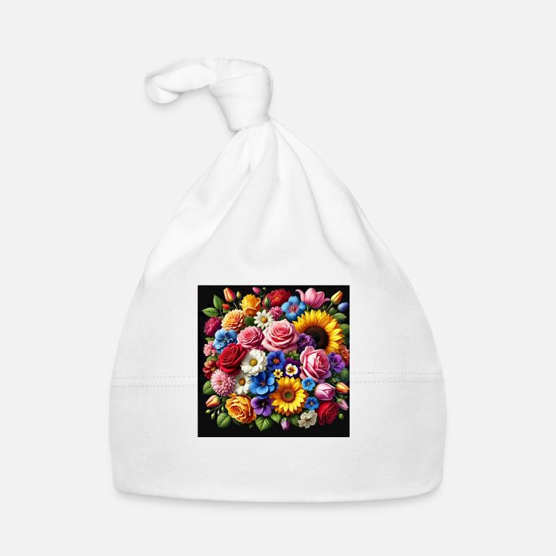 Colourful flowers Organic Baby Cap