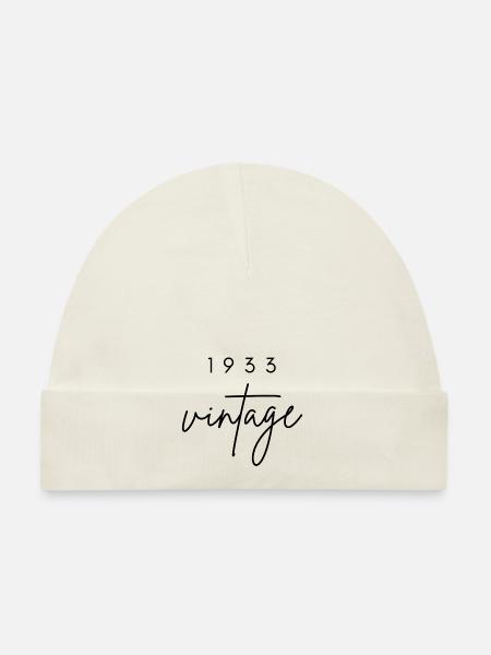 Anniversaire 1933 vintage - Bonnet bio Bébé - blanc - Devant
