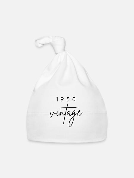 Jahrgang 1950er Jahre Jubiläum - Baby Bio-Mütze - Weiß - Vorne