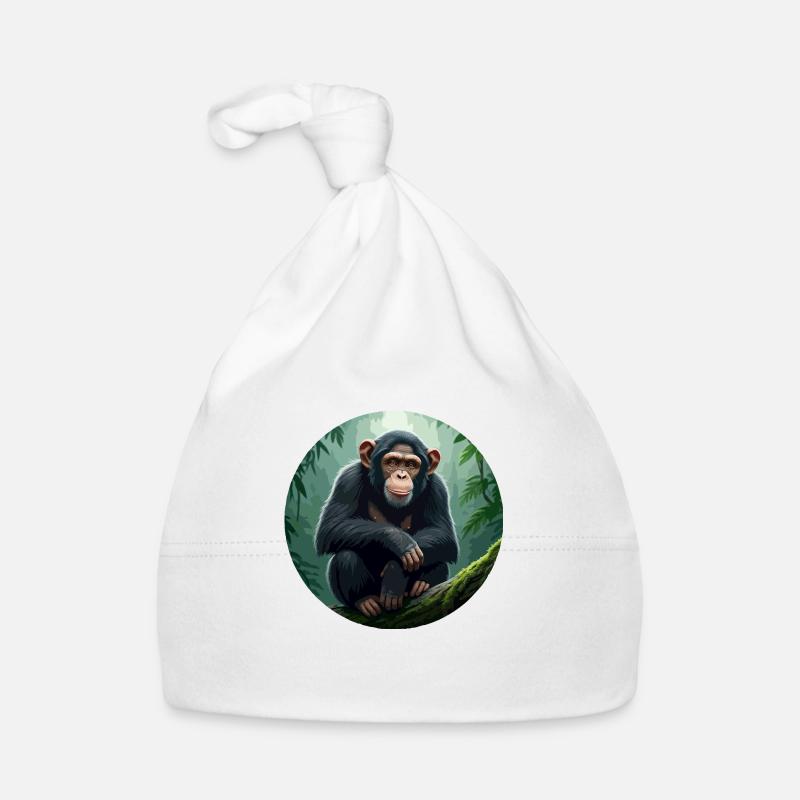 Chimpanzé sur une branche d’arbre Bonnet bio Bébé