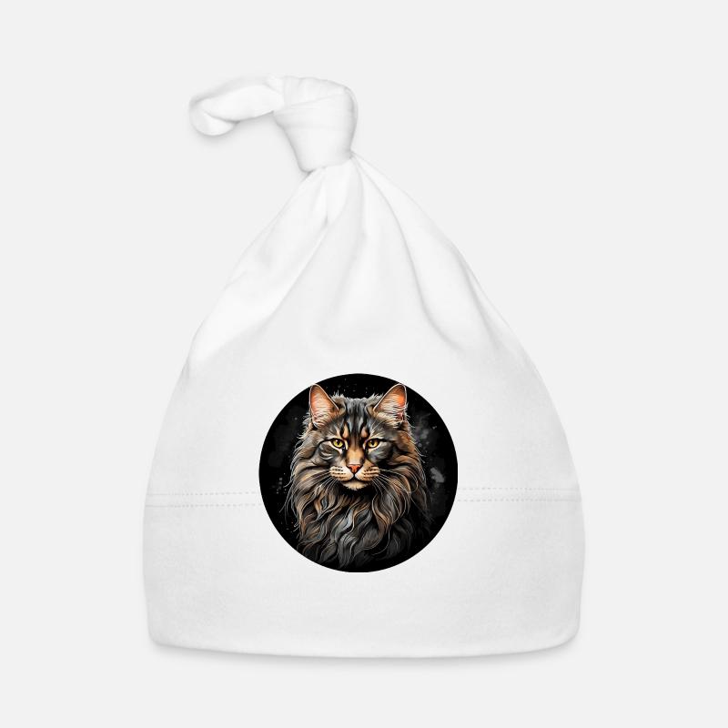 Maine Coon cat portrait in watercolor technique Organic Baby Cap