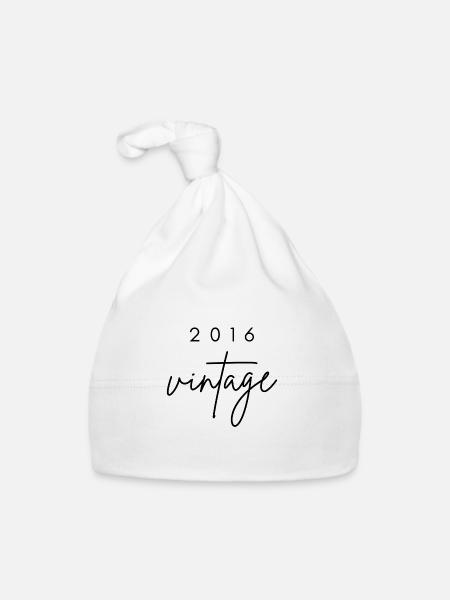 Vintage 2016 Anniversary - Organic Baby Cap - white - Front