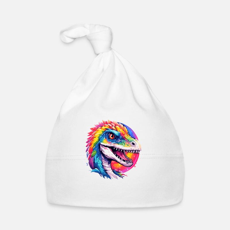 regenbogen dino - Baby Bio-Mütze - Weiß