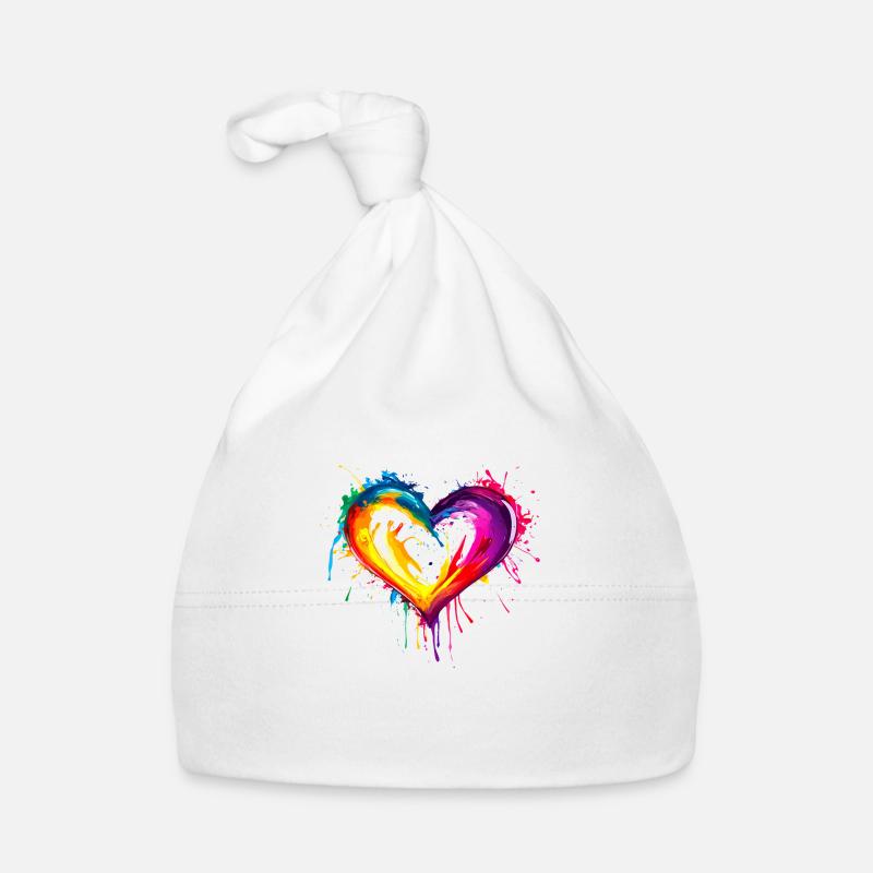 Rainbow Heart Organic Baby Cap