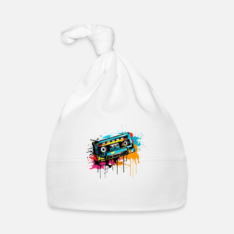 Bunte Kassette 80er 90er Retro Vintage Musik Baby Bio-Mütze