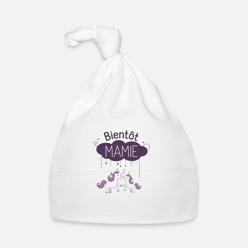Bientôt Mamie Future Grand mère - Bonnet bio Bébé - blanc