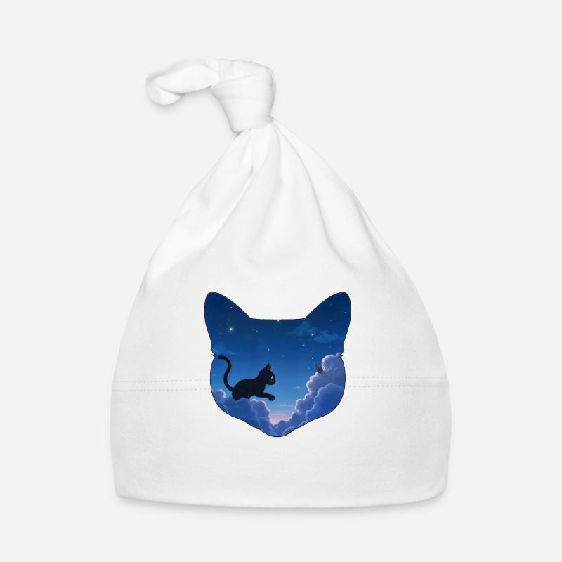 Cat Hunts Mice in the Clouds Organic Baby Cap