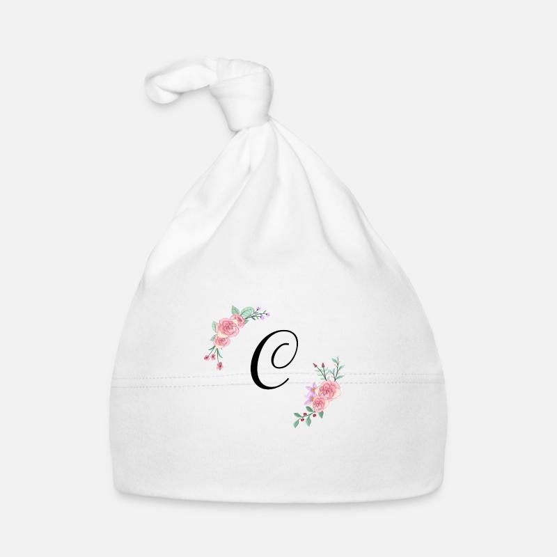 Lettre c florale rose Bonnet bio Bébé