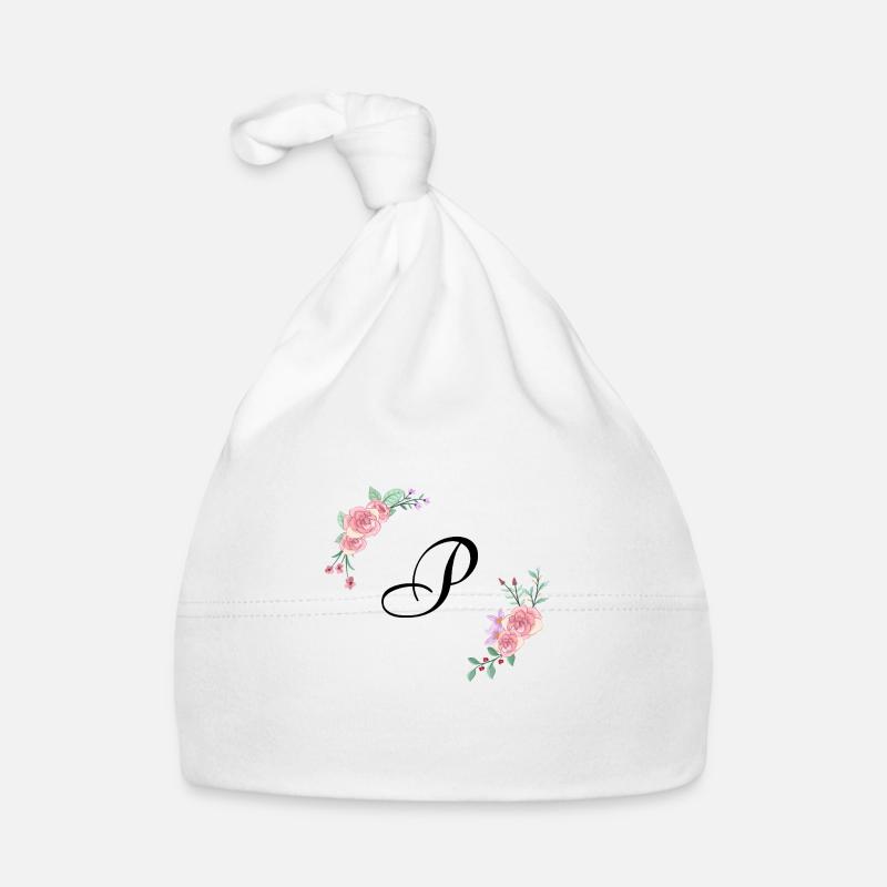 Rosa Blumenbuchstabe p Baby Bio-Mütze