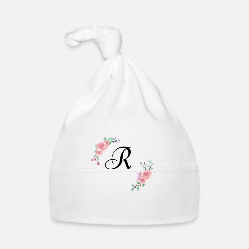 Rosa Blumenbuchstabe r Baby Bio-Mütze