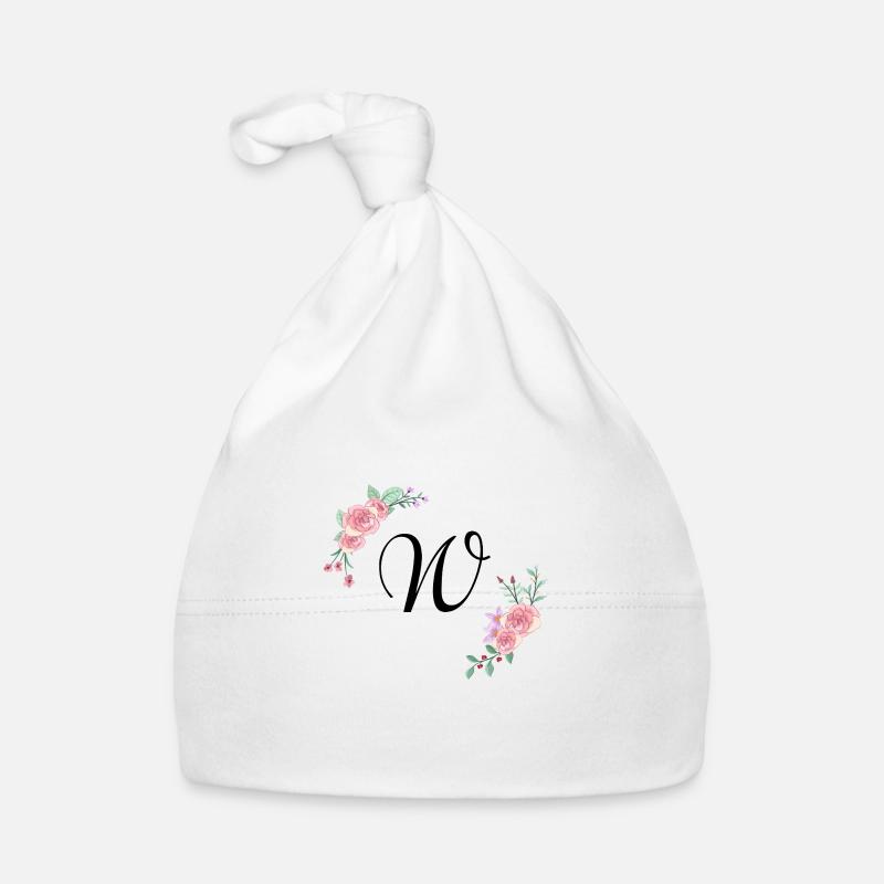 Lettre w florale rose Bonnet bio Bébé