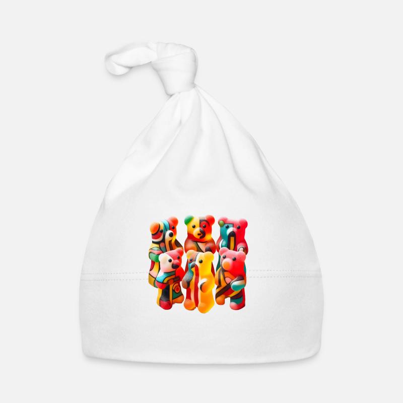 Gummibärchen mit abstraktem Muster - Baby Bio-Mütze - Weiß
