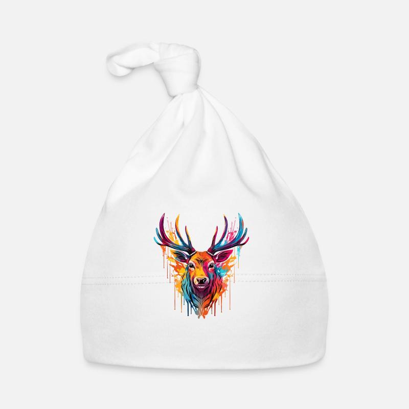 Colour-coloured stag - Organic Baby Cap - white