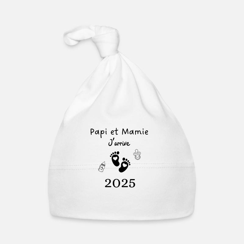 Papi et mamie j’arrive 2025 Bonnet bio Bébé