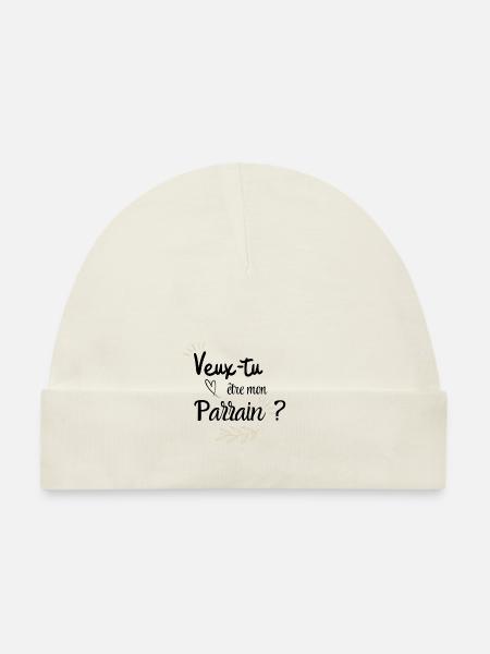 Veux tu être mon parrain - Bonnet bio Bébé - blanc - Devant