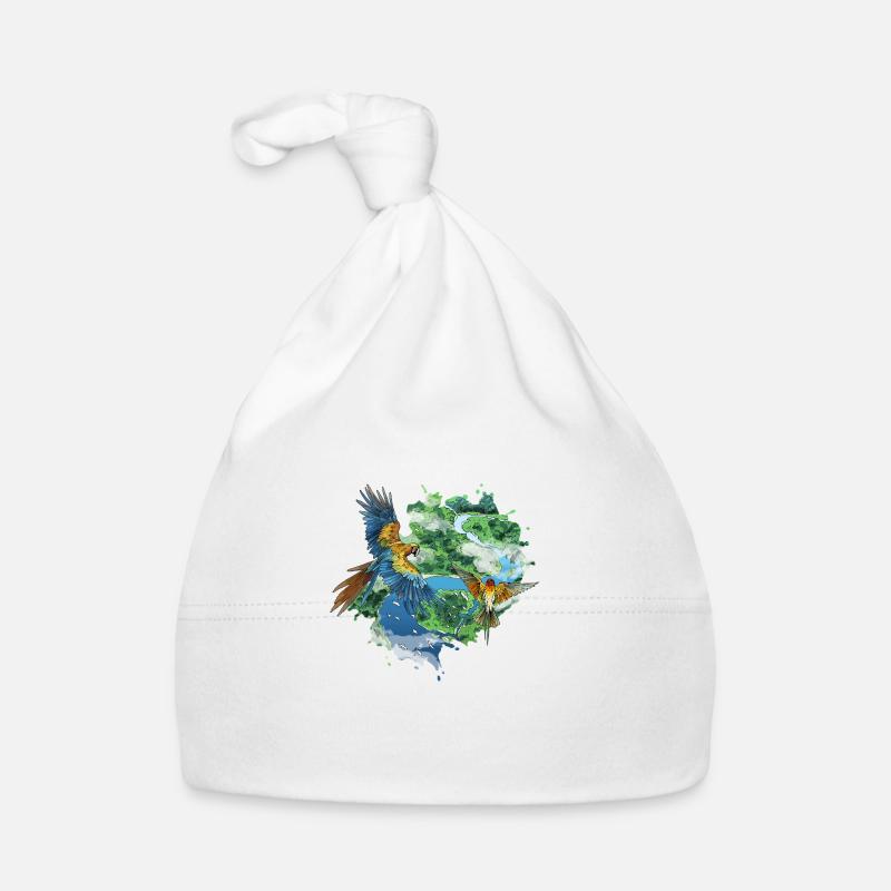 Parrots Flying Over the Jungle Organic Baby Cap