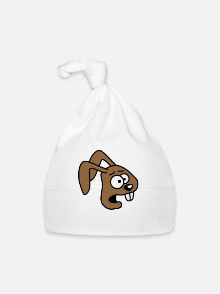 Lapin Horrifié Craintif Désespéré Confus Cool - Bonnet bio Bébé - blanc - Devant