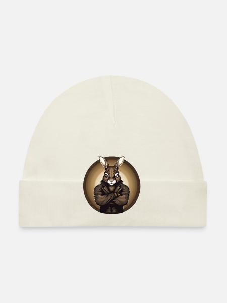 Gangster-Osterhase - Baby Bio-Mütze - Weiß - Vorne
