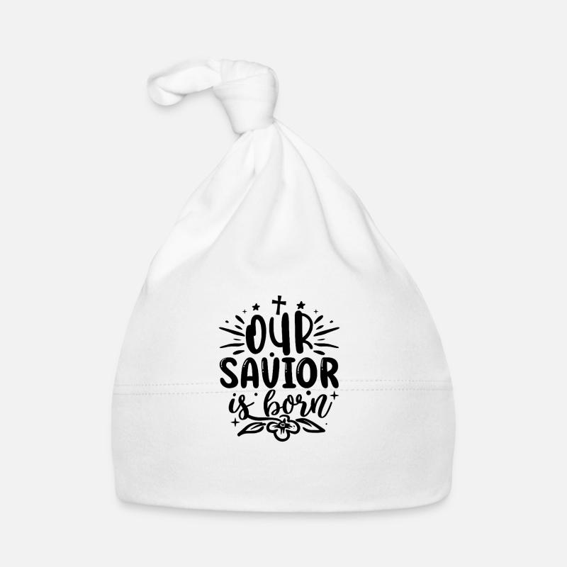 A savior was born to us - Organic Baby Cap - white