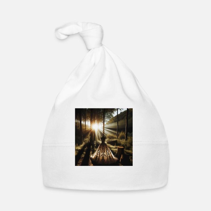 Robe de mariée forêt coucher de soleil Bonnet bio Bébé