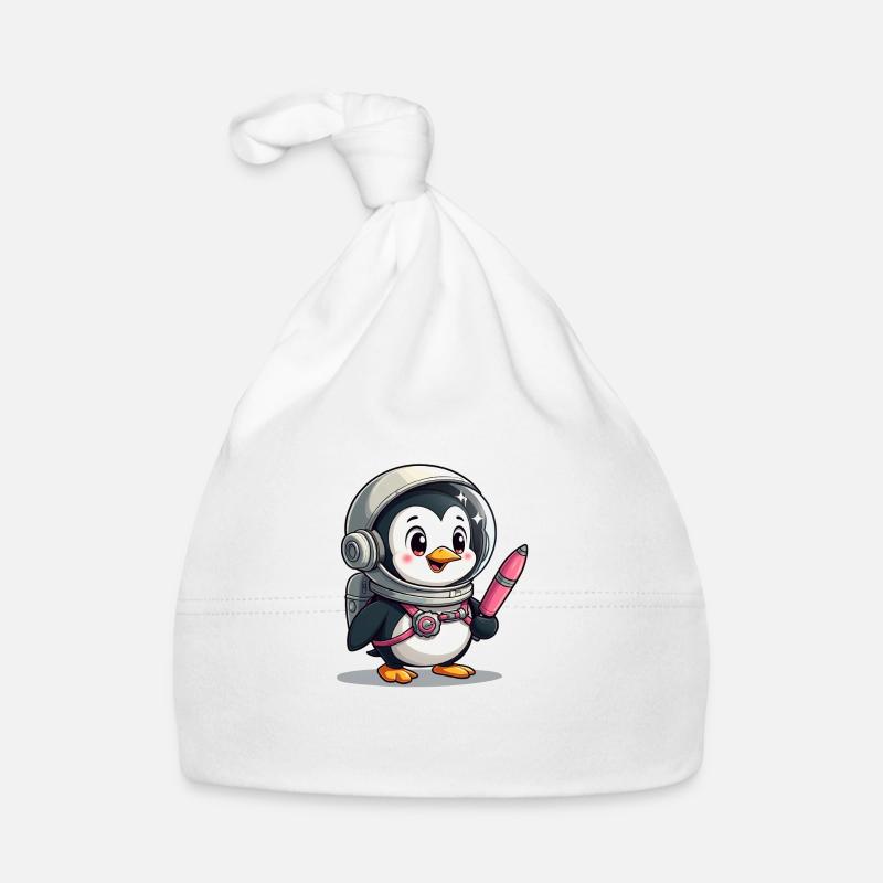 Galactic Waddle: Penguin Astronaut Organic Baby Cap
