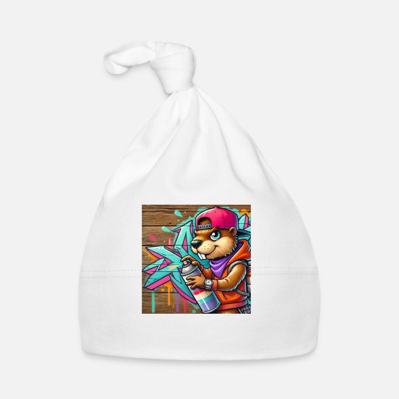 Graffiti painting beaver Organic Baby Cap